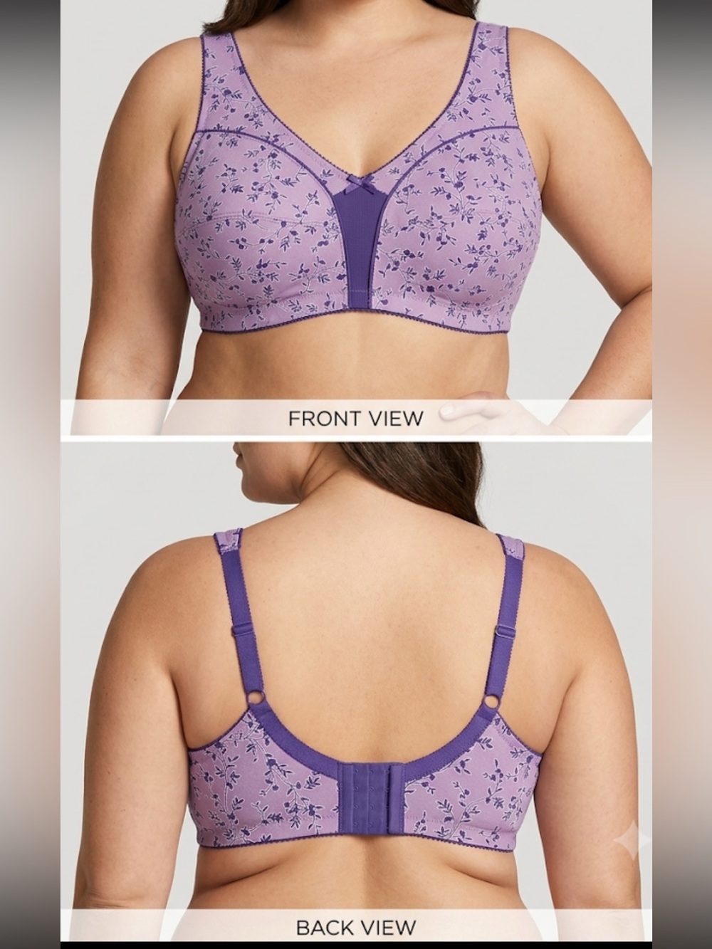 Purple Floral Wireless Full-Coverage Bra - Lilac NWOT